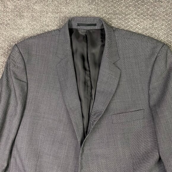 Gieves & Hawkes Blazer Sport Coat Men's 46L Silver Black Micro Dot Birdseye Wool - Picture 2 of 16